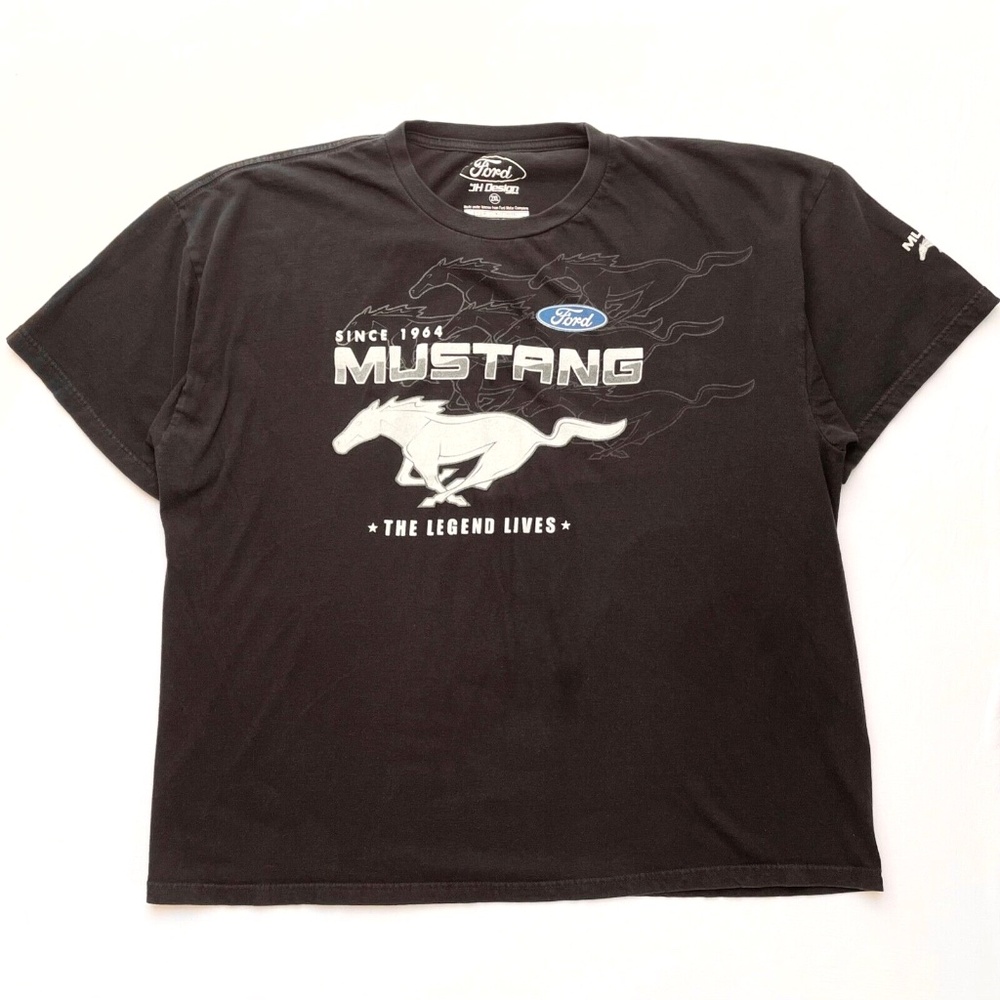 Vintage Ford Mustang Since 1964 Racing Graphic Black T-Shirt 100% Cotton XXL